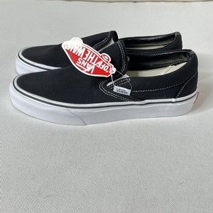 Vans Classic Slip-On Unisex Black Canvas Skateboard Sneakers Shoes